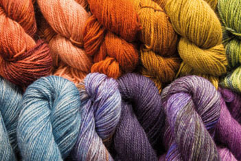Bundles of colorful yarn