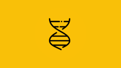 A DNA icon on a yellow background