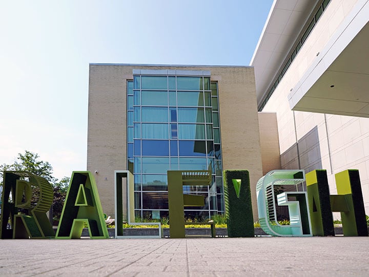 "RALEIGH" sculpture at the entrance to the Raleigh Convention Center